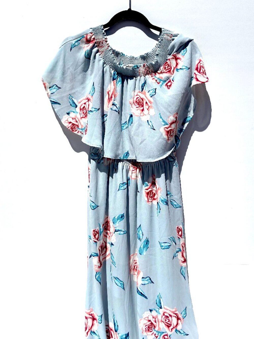 Show Me Your MuMu Hacienda Maxi Dress in Flower Hour Sky Lt Blue/Pink, Large